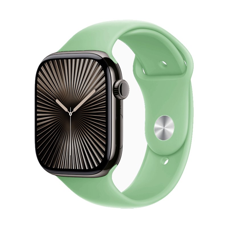 59620241128112003.jpg Solid Color Classic Silicone Band for Apple Watch 42MM/44MM/45MM/46MM/49MM Series Mint Green - Image 1