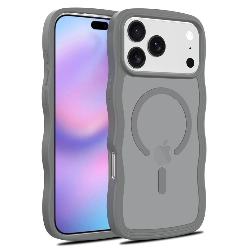 61020250807180910.jpg Magsafe Wavy Pattern Translucent Case for iPhone 17 Pro Max Gray - Image 1