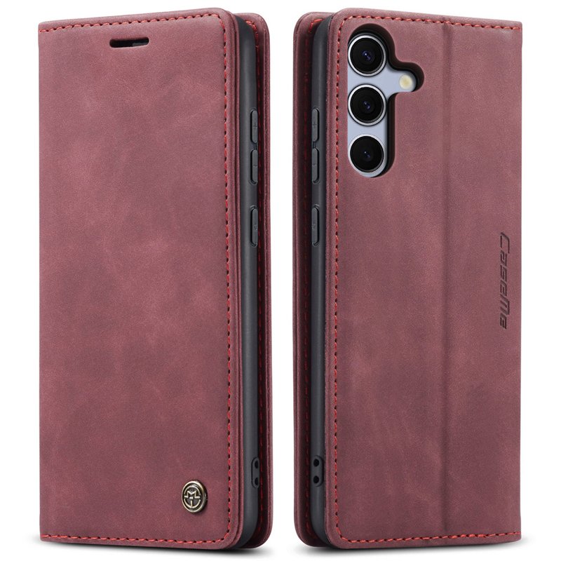 61520250102163248.jpg CaseMe-013 TPU Business Style Vintage Matte Horizontal Flap Leather Case for Samsung Galaxy S25 Burgundy - Image 1