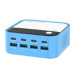 RELIFE Q2 120W 8 Ports GaN Smart Digital Display Fast Charger Station with Colorful RGB Atmosphere Lights EU Plug - Image 2