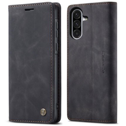 CaseMe-013 TPU Business Style Vintage Matte Horizontal Flap Leather Case for Samsung Galaxy A36 Black