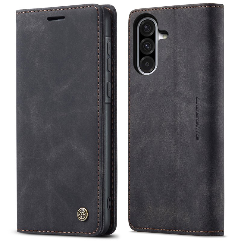 62320250417113334.jpg CaseMe-013 TPU Business Style Vintage Matte Horizontal Flap Leather Case for Samsung Galaxy A36 Black - Image 1