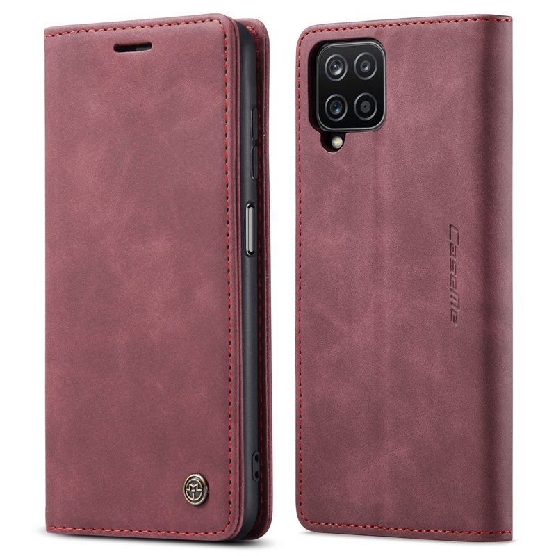 62520221009112652.jpg CaseMe-013 TPU Business Style Vintage Matte Horizontal Flap Leather Case for Samsung Galaxy A12 Burgundy - Image 1
