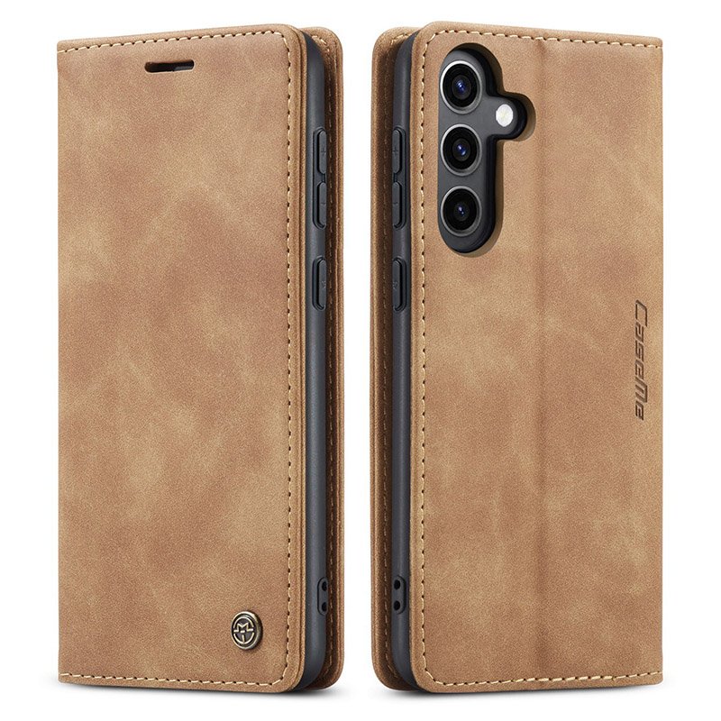 63720240130113913.jpg CaseMe-013 TPU Business Style Vintage Matte Horizontal Flap Leather Case for Samsung Galaxy S24+ Brown - Image 1