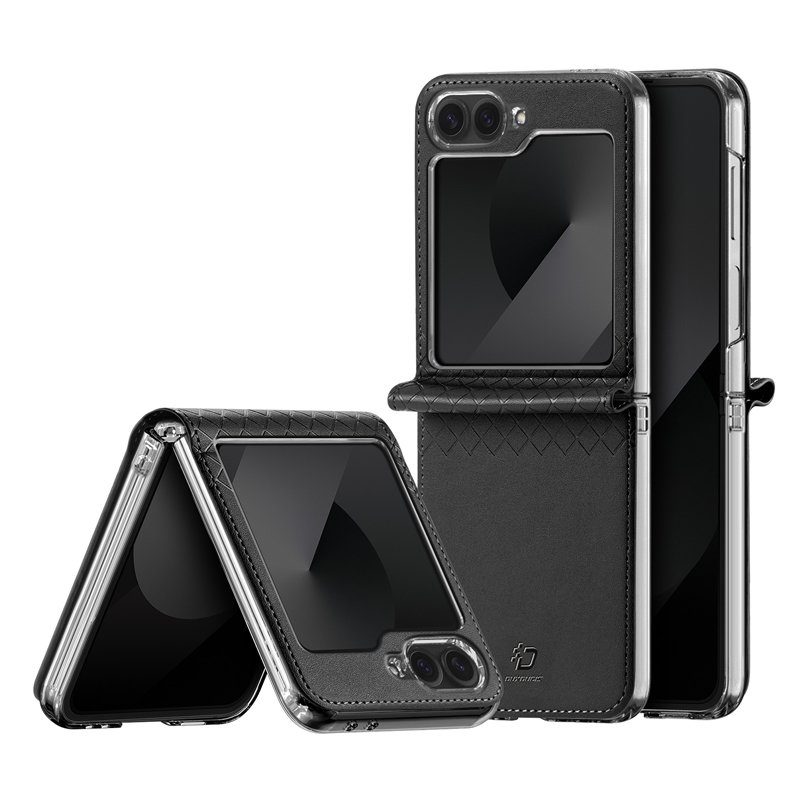 64820240810141243.jpg DUX DUCIS Bril Series Leather PU+PC Case for Samsung Galaxy Z Flip6 F741/Z Flip7 FE F761 Black - Image 1