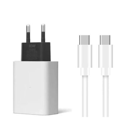 30W Type-C Charger with 1M Type-C to Type-C Cable without Package for Google EU Plug OEM White