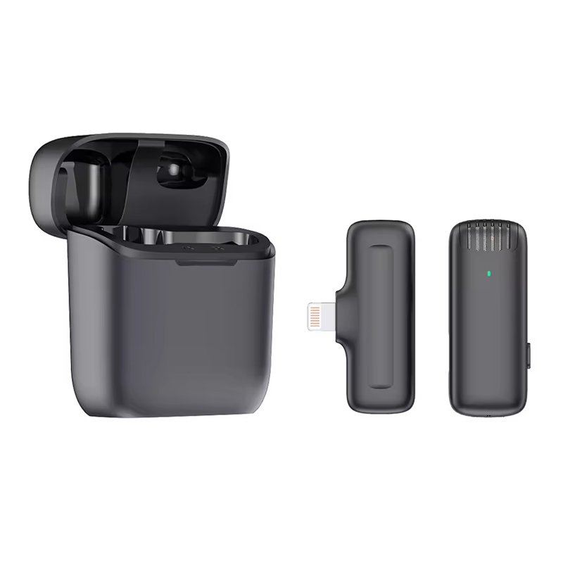 67020250513104131.jpg J11 Lightning Port Lavalier Wireless Microphone with Charging Case for iPhone/iPad Black - Image 1