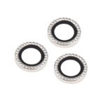 9H Point Drill Metal Ring Rear Camera Tempered Glass Film for iPhone 16 Pro/16 Pro Max Silver 3pcs in one set