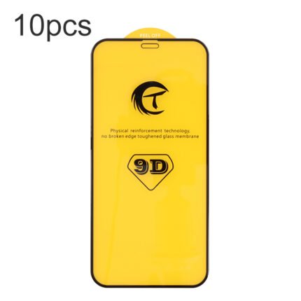 10Pcs 9D Full Screen Tempered Glass Screen Protector for iPhone 16e Black