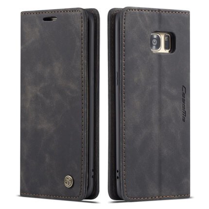 CaseMe-013 TPU Business Style Vintage Matte Horizontal Flap Leather Case for Samsung Galaxy S7 edge Black
