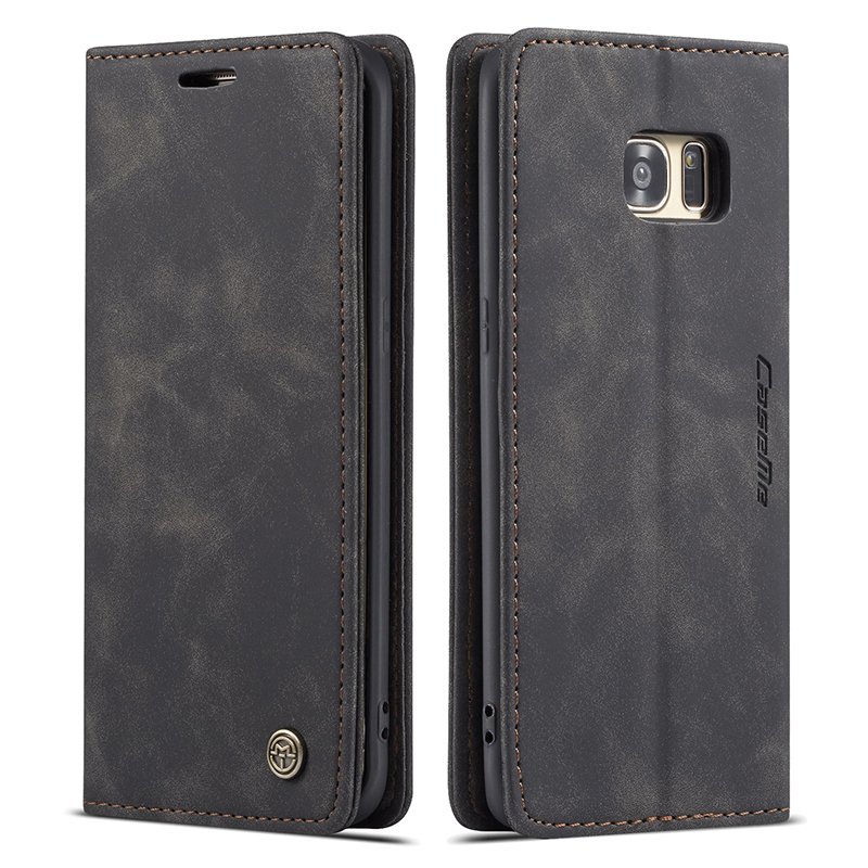 68420241019173926.jpg CaseMe-013 TPU Business Style Vintage Matte Horizontal Flap Leather Case for Samsung Galaxy S7 edge Black - Image 1