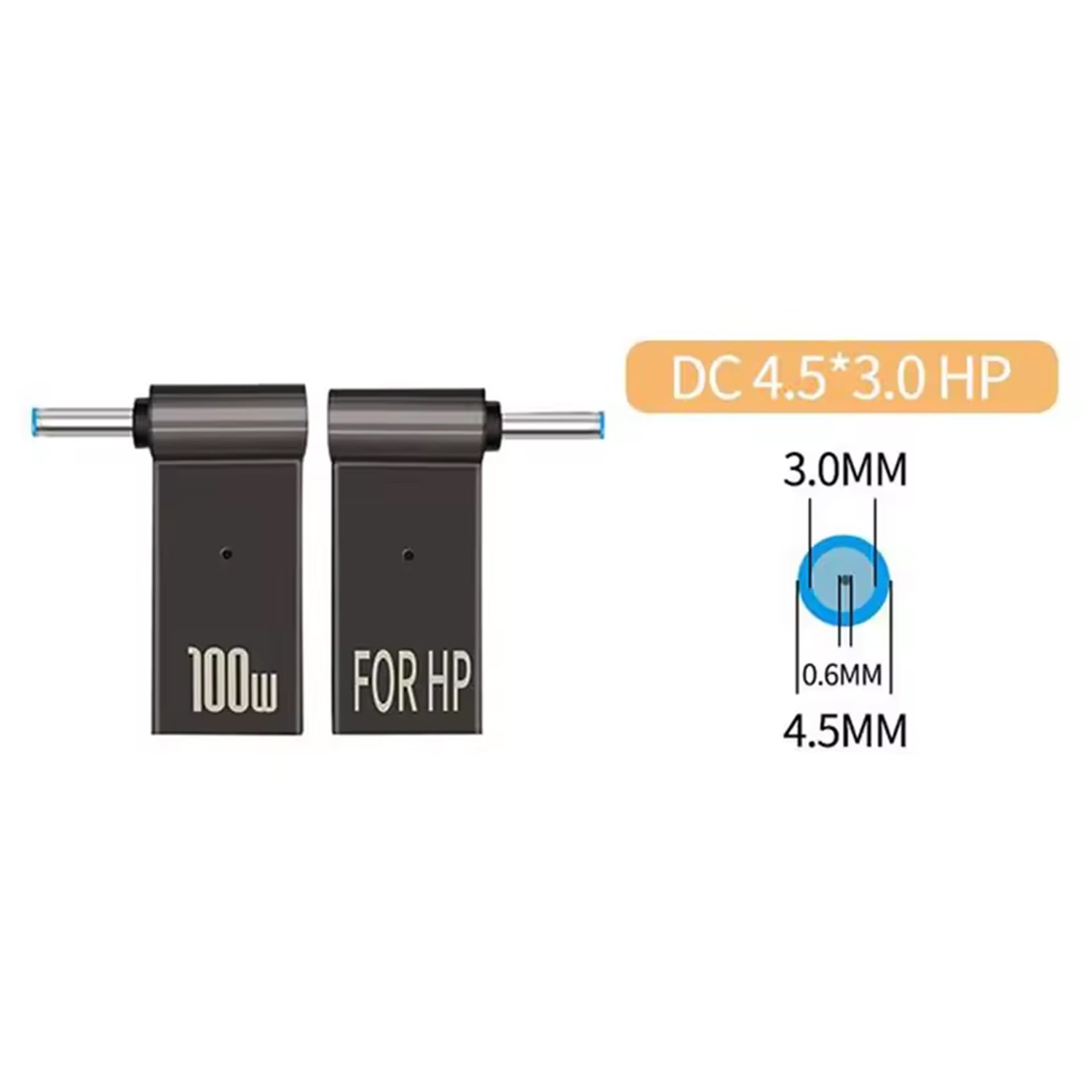68420250111110431.jpg 100W Type-C(Female) to 4.5*3.0mm(Male) Fast Charging Power Adapter for HP Laptop - Image 1