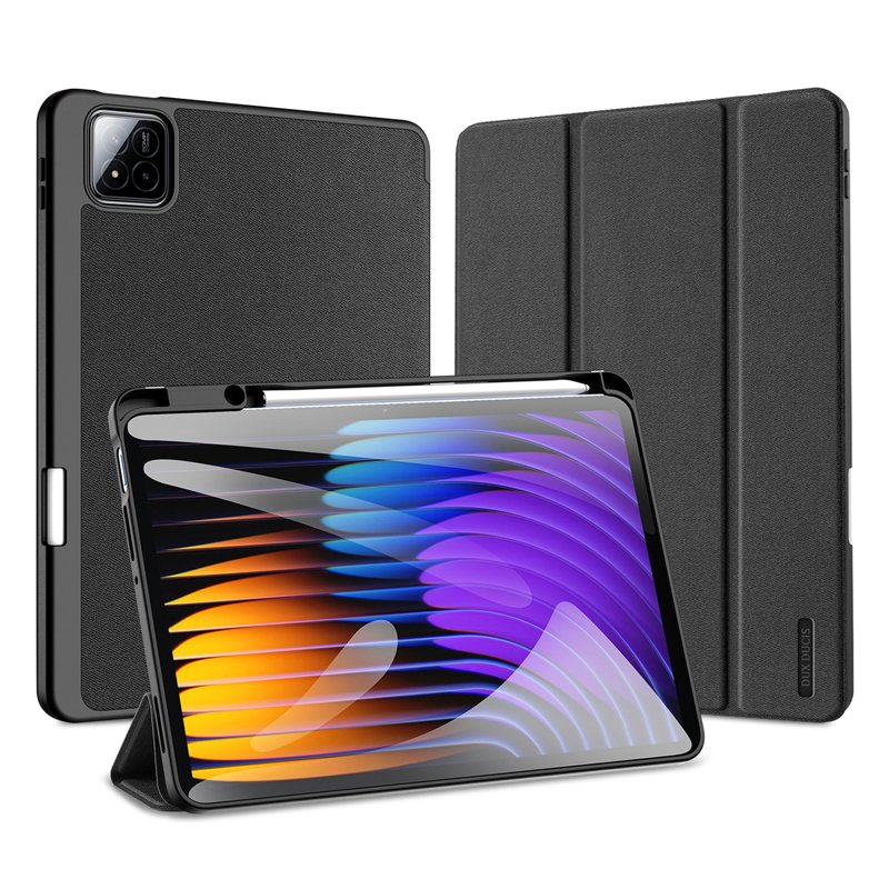 68620250307180054.jpg DUX DUCIS DOMO Series Luxury Smart Wake Sleep Trifold-Stand Protective Case for Xiaomi Pad 7/Pad 7 Pro Black - Image 1