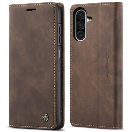 CaseMe-013 TPU Business Style Vintage Matte Horizontal Flap Leather Case for Samsung Galaxy A26 Coffee