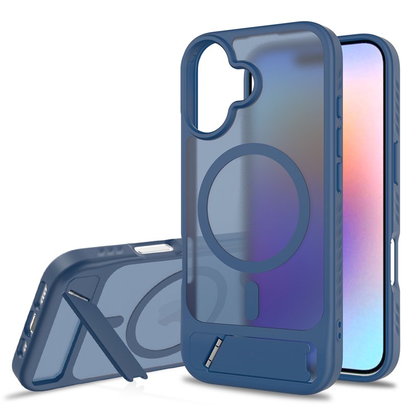 69020250809161046.jpg Skin Feel Magnetic Anti-drop with Adjustable 45?Stand TPU + PC Case for iPhone 17 Blue - Image 1