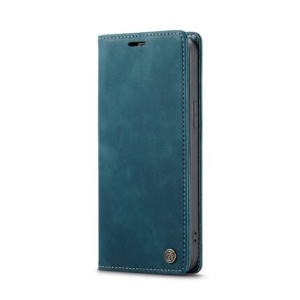 CaseMe-013 TPU Business Style Vintage Matte Horizontal Flap Leather Case for iPhone 17 Blue