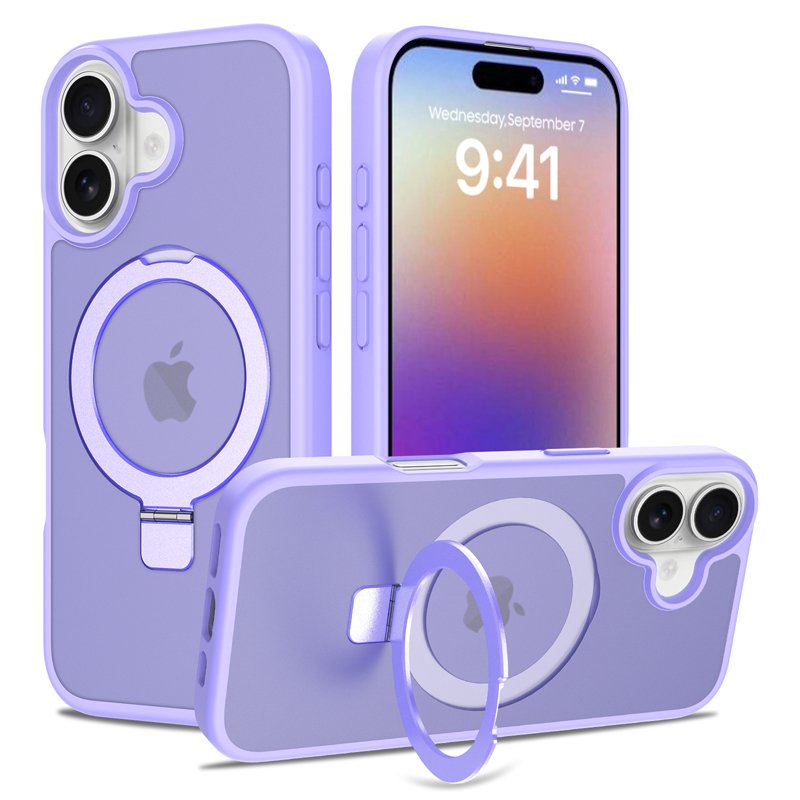 73720250805184332.jpg Liquid Silicone Skin Feel Magnetic Anti-drop Case with Stand for iPhone 17 Purple - Image 1