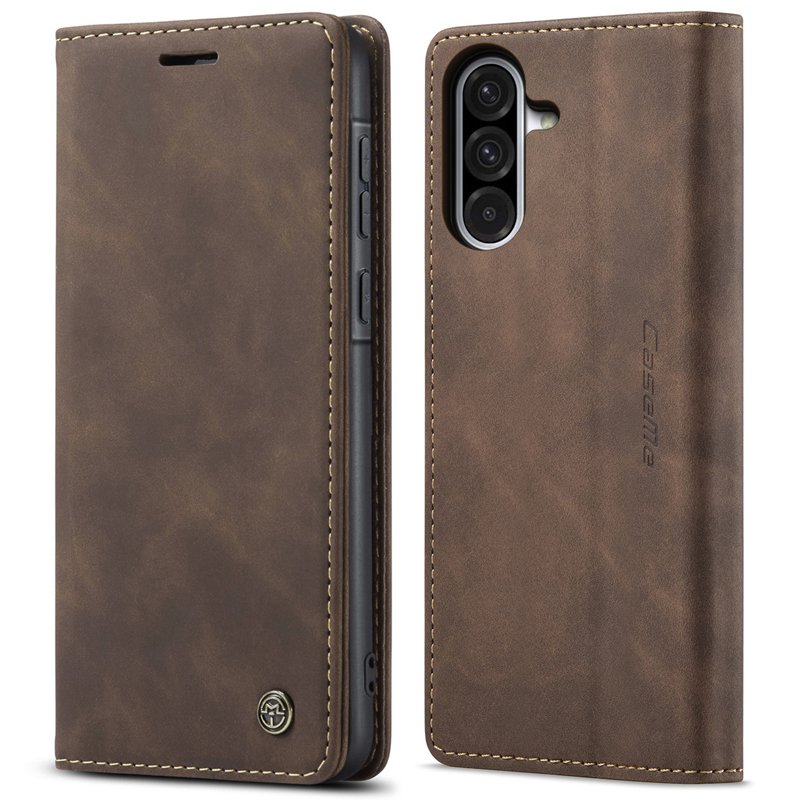 75620250417113321.jpg CaseMe-013 TPU Business Style Vintage Matte Horizontal Flap Leather Case for Samsung Galaxy A36 Coffee - Image 1