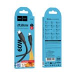 HOCO X124 1M 3A 60W Type-C to Type-C Bien Silicone Charging Data Cable Black - Image 2