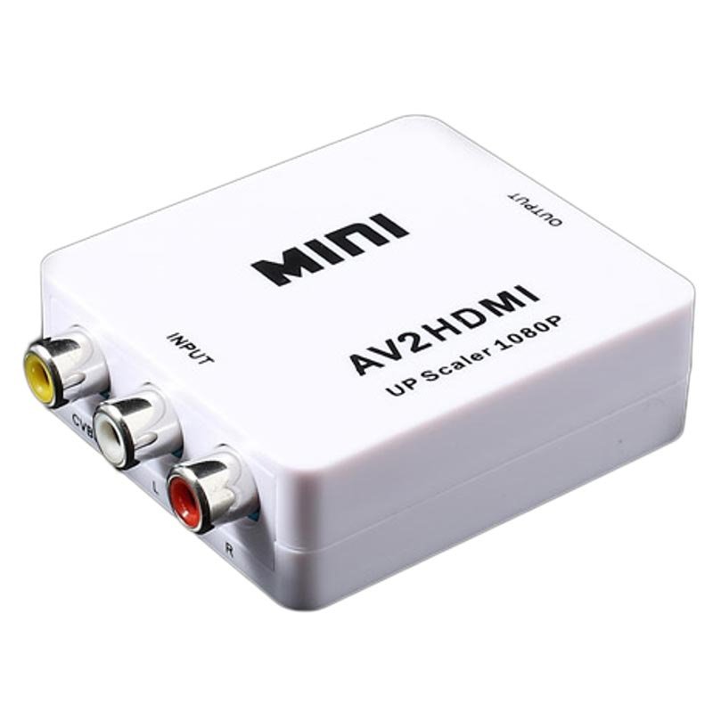 78920211022112252.jpg RCA Composite AV CVBS to HDMI Audio Video Mini Adaptor Full HD 1080P with USB Charge Cable Support PAL/NTSC for PS3/STB/ Xbox/VHS/VCR/Blue-Ray DVD Players/TV/PC White - Image 1