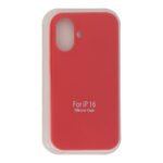Full Pure Color Liquid Silicone Case Without Logo for iPhone 16 Red - Image 2