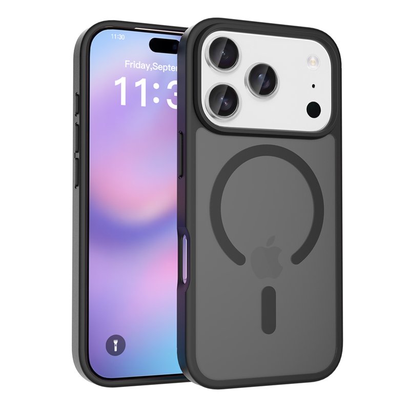 80320250813100305.jpg Magsafe Anti-drop Matte Translucent Case for iPhone 17 Pro Black - Image 1