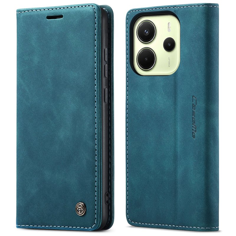 84620250310144353.jpg CaseMe-013 163mm TPU Business Style Vintage Matte Horizontal Flap Leather Case for Xiaomi Redmi Note 14 4G Blue - Image 1