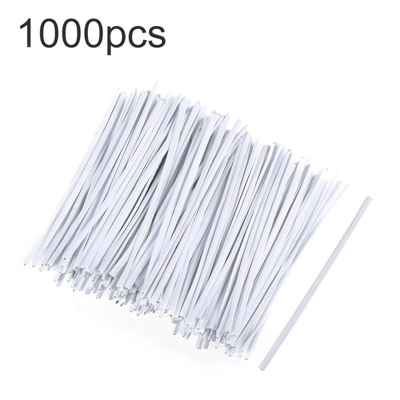 86320250514115301.jpg 1000Pcs 0.3*0.1*8cm Single Core Electroplated Galvanized Plastic Coated Iron Wire Twist Tie White - Image 1