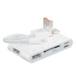 NK-1055TL PRO USB*3+TF+SD+Type-C+Lightning to Type-C+Lightning 7-in-1 Audio Adapter White