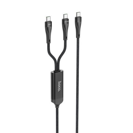 HOCO U102 1.2M 20V 5A Type-C to Type-C+Type-C Fast Charging Cable Black