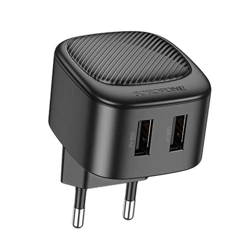 91120240529092704.jpg BOROFONE BAS21A Special USB-A Dual Port Black EU Plug - Image 1