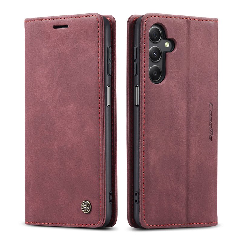 91520240418182149.jpg CaseMe-013 TPU Business Style Vintage Matte Horizontal Flap Leather Case for Samsung Galaxy A15 5G/A15 Burgundy - Image 1