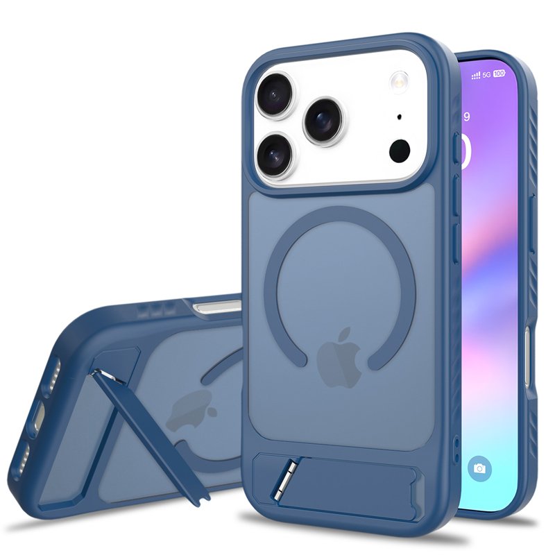 92120250809160732.jpg Skin Feel Magnetic Anti-drop with Adjustable 45?Stand TPU + PC Case for iPhone 17 Pro Blue - Image 1
