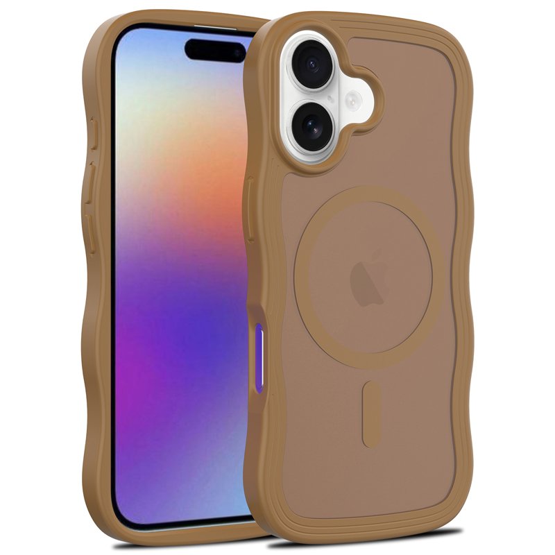 93620250617171551.jpg Magsafe Wavy Pattern Translucent Case for iPhone 17 Brown - Image 1
