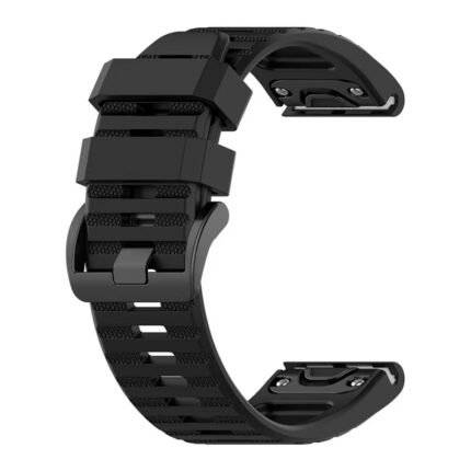 26mm Quick Release Horizontal Texture Silicone Watch Band for Garmin Fenix 6X Black