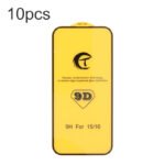 10Pcs 9D Full Screen Tempered Glass Screen Protector for iPhone 16 Black