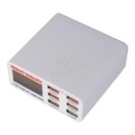 6A With LCD Digital Display 6 Port USB Charger Fast Smart Charging Station for Smart Phone Tablet PC White EU Plug