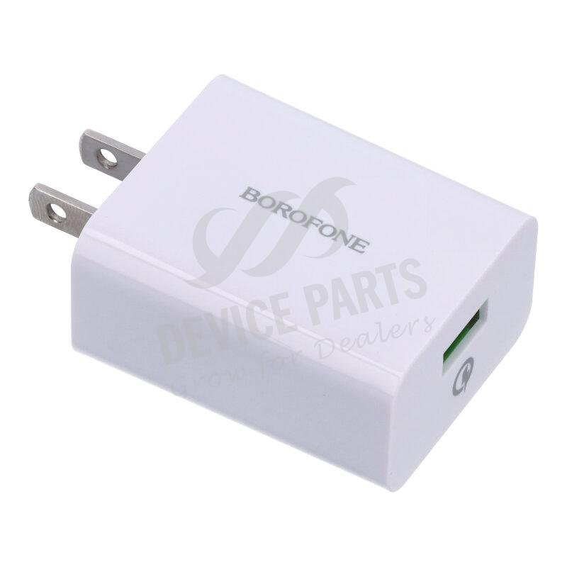 as048107a_2105266398_1.jpg BOROFONE 18W BA21 USB QC3.0 Quick Charger White US Plug - Image 1