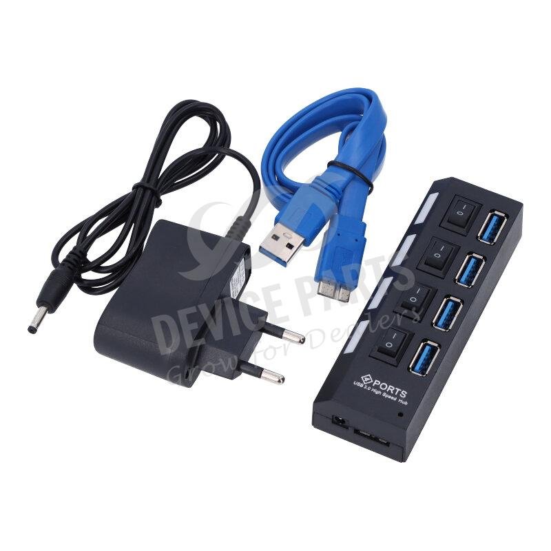as070844_2105116621_1.jpg 4 Ports Fast Speed USB 3.0 HUB with On/Off Switch EU Adapter - Image 1