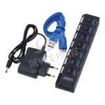 7 Ports Fast Speed USB 3.0 HUB with On/Off Switch EU Adapter