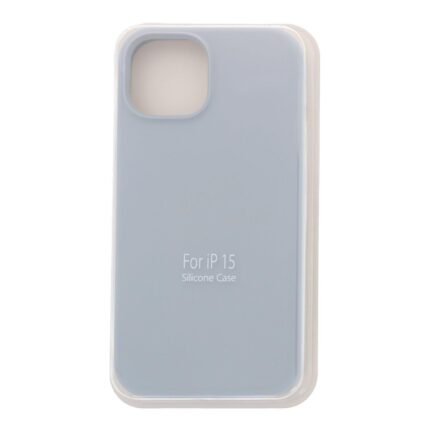 Full Pure Color Liquid Silicone Case Without Logo for iPhone 15 Grey Blue