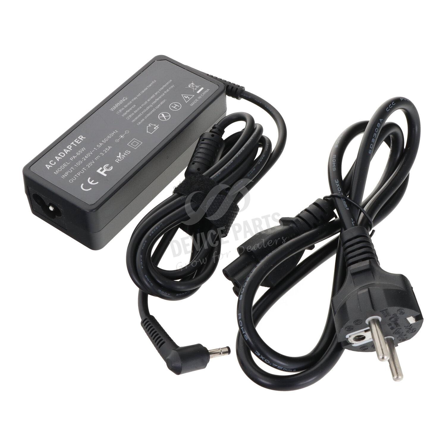as153669_2411012250_1.jpg 4.0*1.7mm 20V/3.25A/65W Power Supply Adapter with AC Cable EU Plug - Image 1