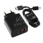PD20W Type-C+USB Fast Charger with 1M Type-C to Type-C Cable for iPhone EU Plug Black