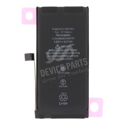 LHH 2227mAh Battery + Battery Adhesive for iPhone 12 Mini Standard Capacity Version+Diagnosable + Battery Health 100% OEM